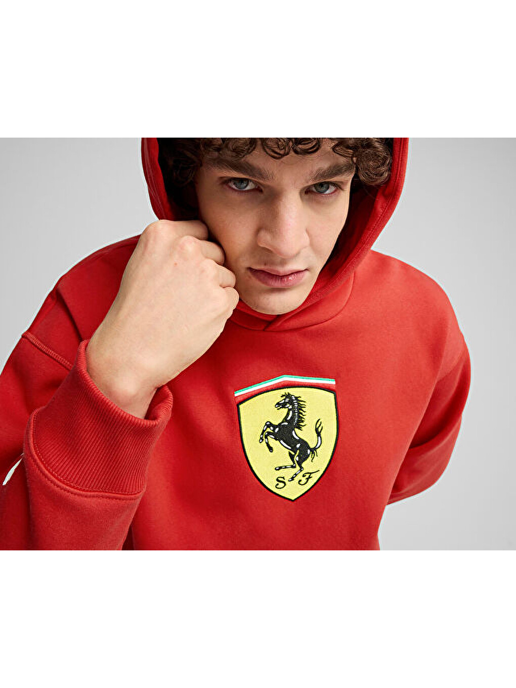 Ferrari Race Bigshield Hdie Erkek Günlük Sweatshirts 62705402 Kırmızı-5
