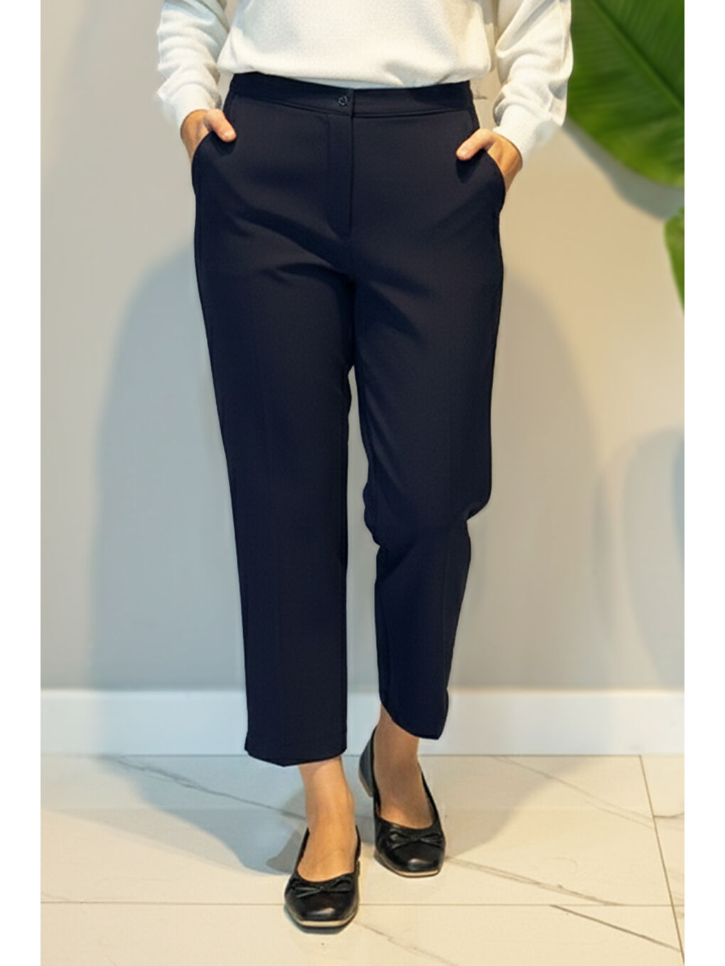 Kadın Bilek Boy Kumaş Pantolon 01 Lacivert