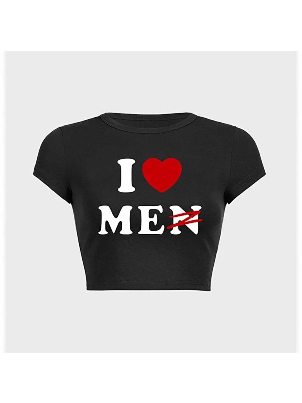 Touz Moda Siyah Y2k I Love Me Baskılı Siyah Crop