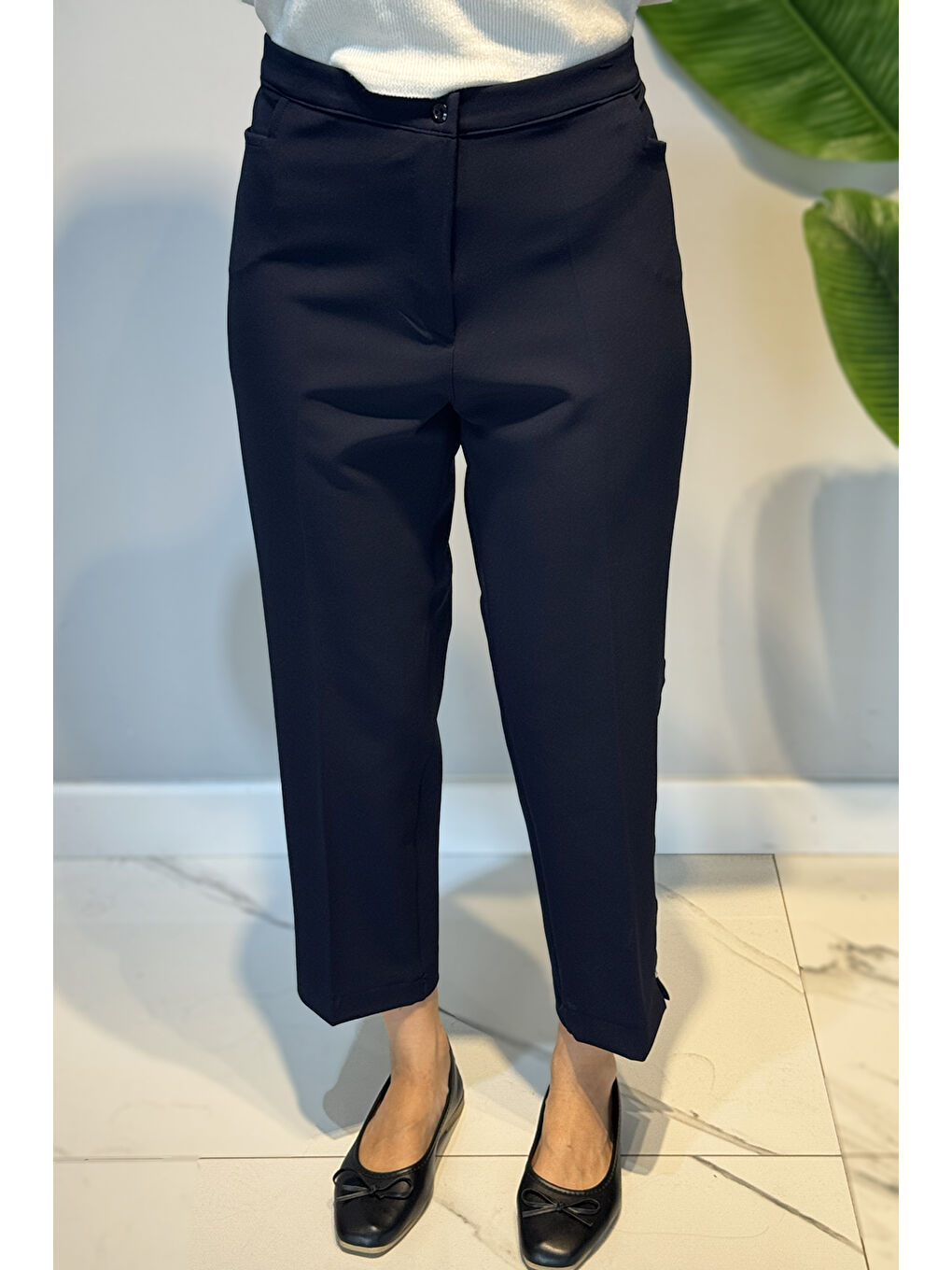 Kadın Bilek Boy Kumaş Pantolon 01 Lacivert-4