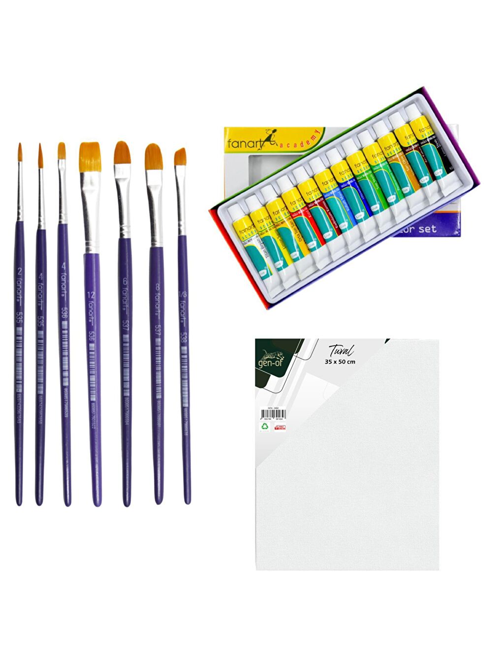 Yağlı Boya Seti 12x12 ml 7 Adet Fırça Seti ve Tuval