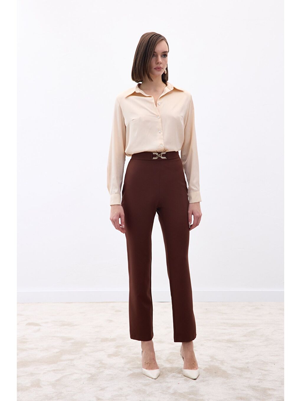 Kahverengi Aksesuar Detaylı Pantolon - Kahve