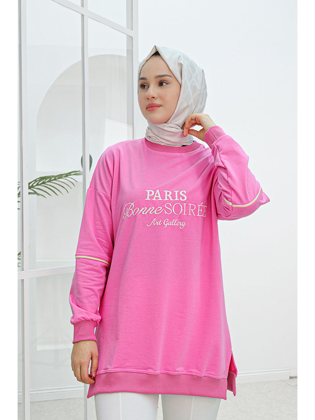 Locco Moda Paris Nakışlı Tunik Pembe - 2