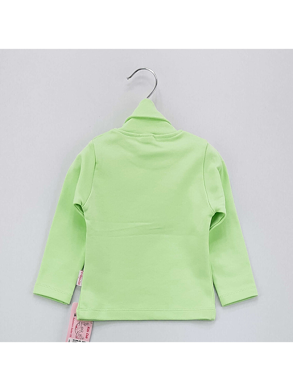 Yeşil Kız Çocuk Sweatshirt Lale Nakış Balıkçı Yaka İçi Şardon-1
