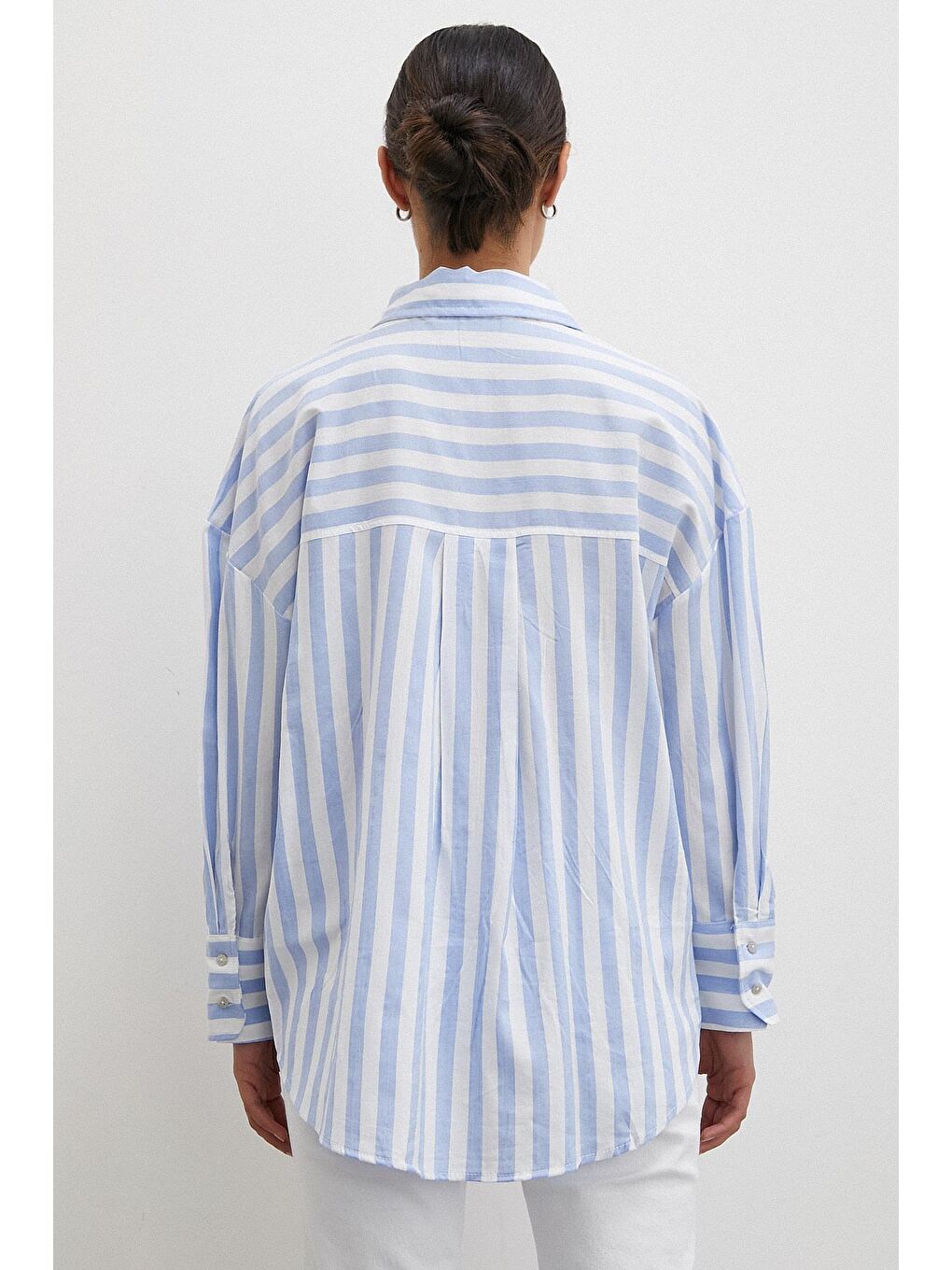 Mavi Oversize Cepli Gömlek-3