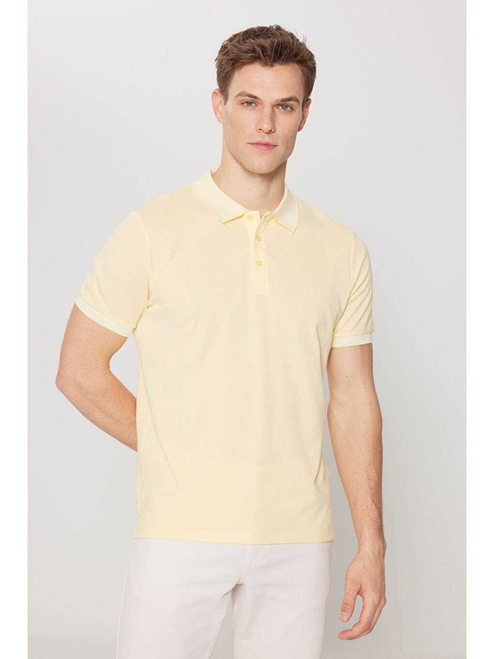 Siyah Erkek SIYAH-NARCICEGI-SARI-LACIVERT-LACI 5'li Paket Pamuklu Kumaş Slim Fit Polo Yaka Tişört-5