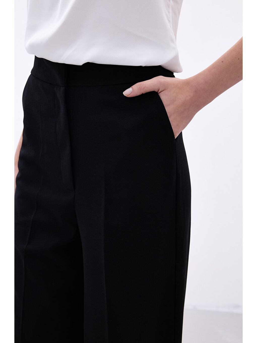 Palazzo Krep Pantolon - Siyah-6