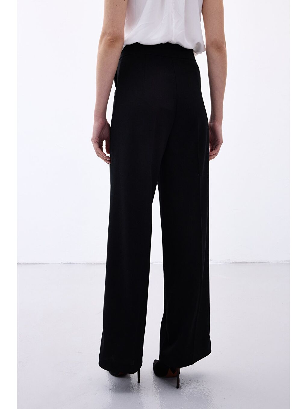 Palazzo Krep Pantolon - Siyah-7