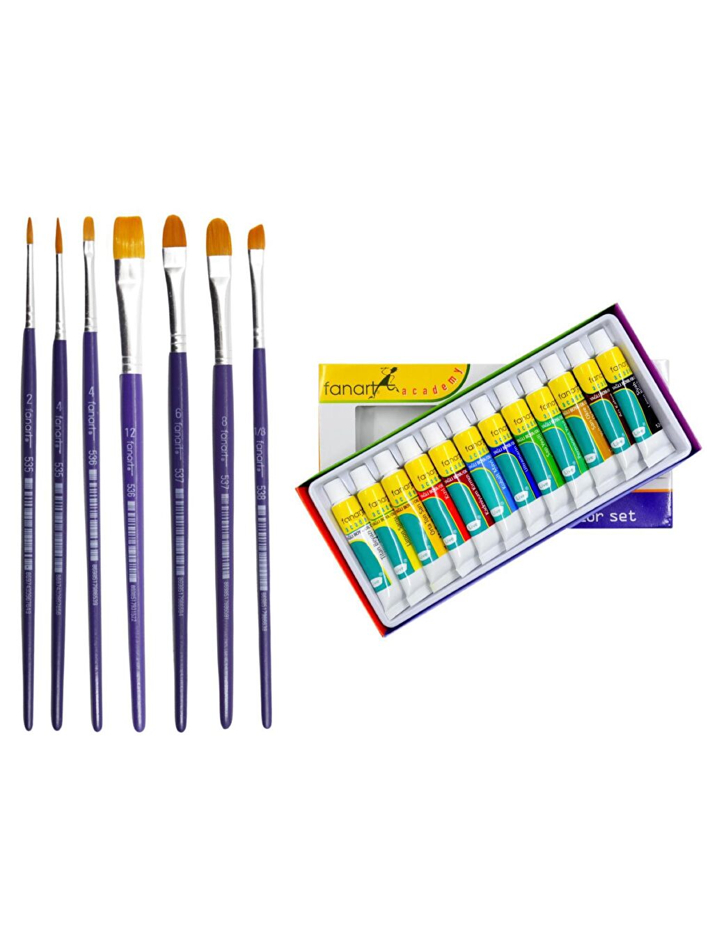 Yağlı Boya Seti 12x12 ml 7 Adet Fırça Seti ve Tuval-1