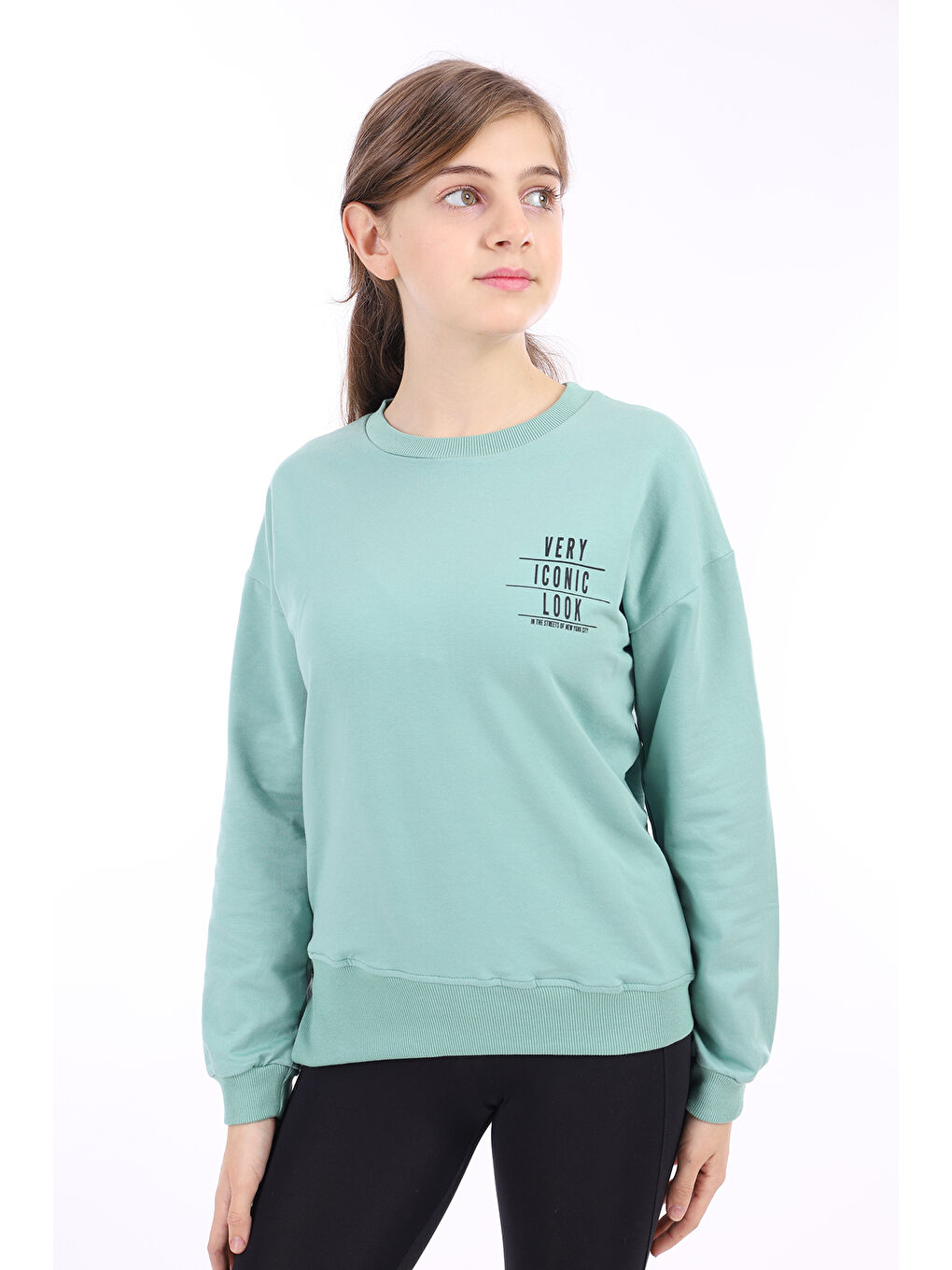 Toontoykids Yeşil Kız Çocuk Baskılı Sweatshirt