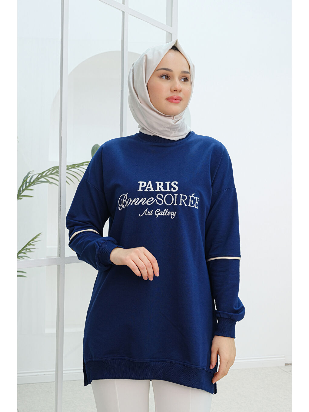 Locco Moda Paris Nakışlı Tunik Lacivert