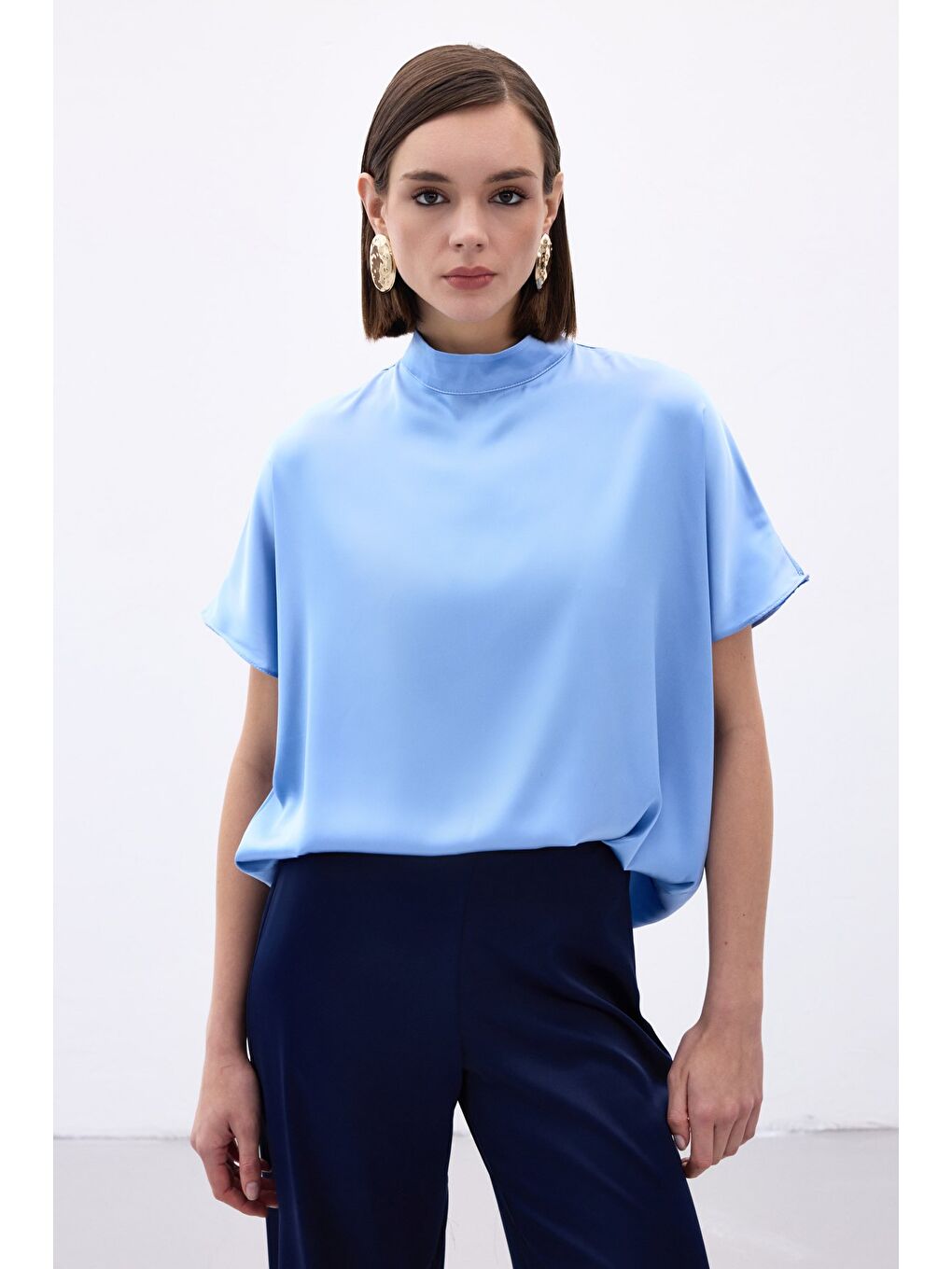 Yarasa Kol Salaş Bluz - Bebe Mavi-1