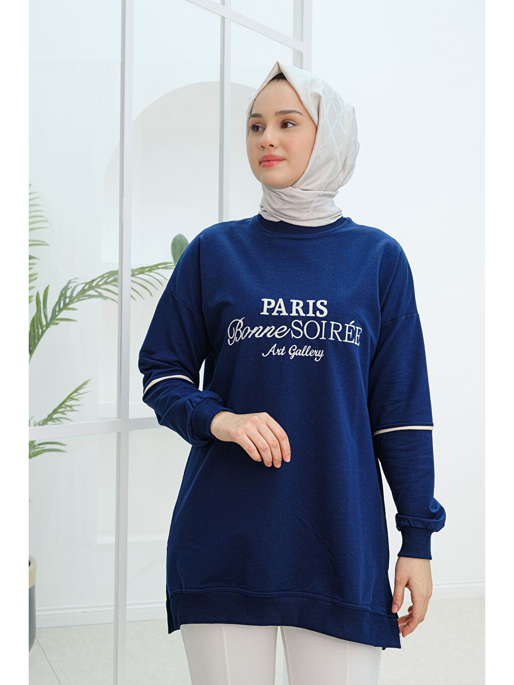 Locco Moda Paris Nakışlı Tunik Lacivert - 3