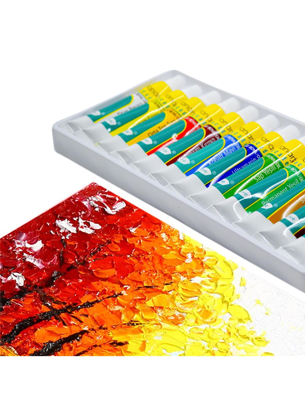 Yağlı Boya Seti 12x12 ml 7 Adet Fırça Seti ve Tuval-5