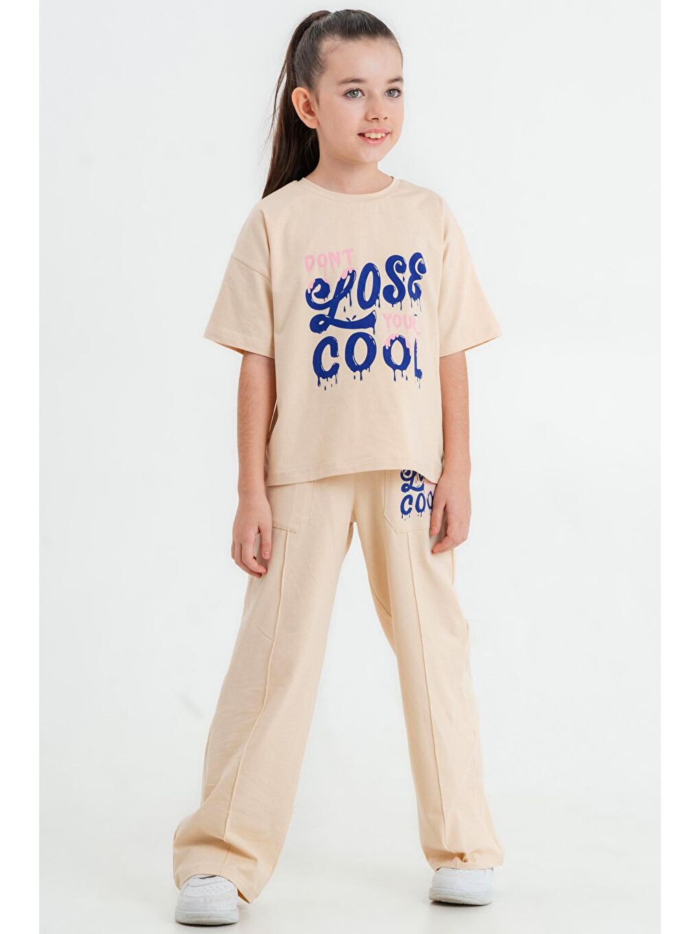 Bej Dont Lose Your Cool Baskı 5-9 Yaş Takım - 2423-4