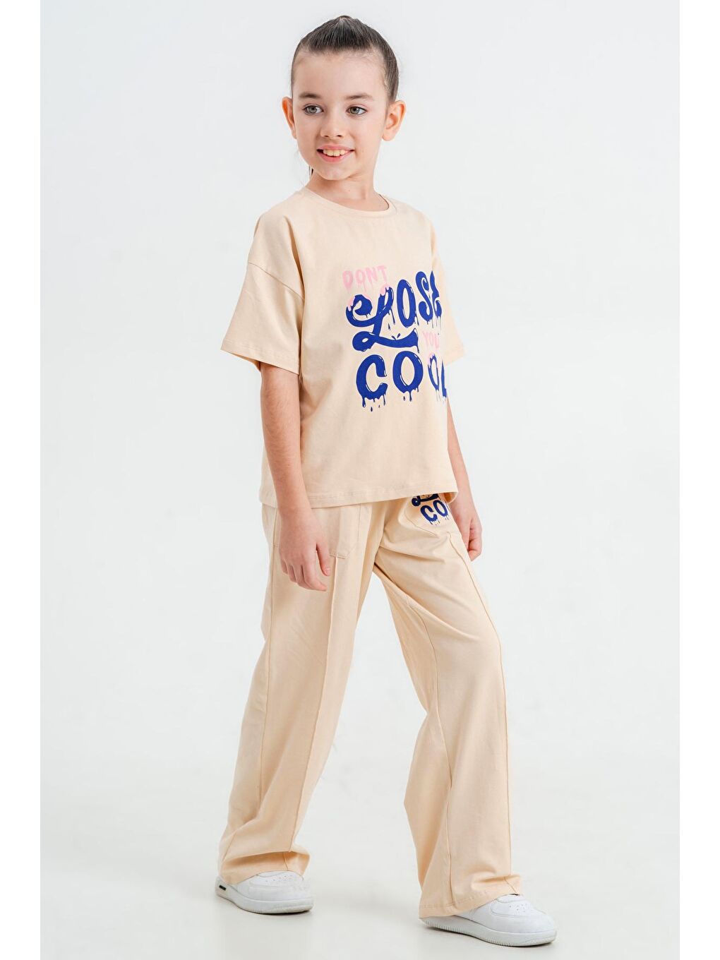 Bej Dont Lose Your Cool Baskı 5-9 Yaş Takım - 2423-4-1