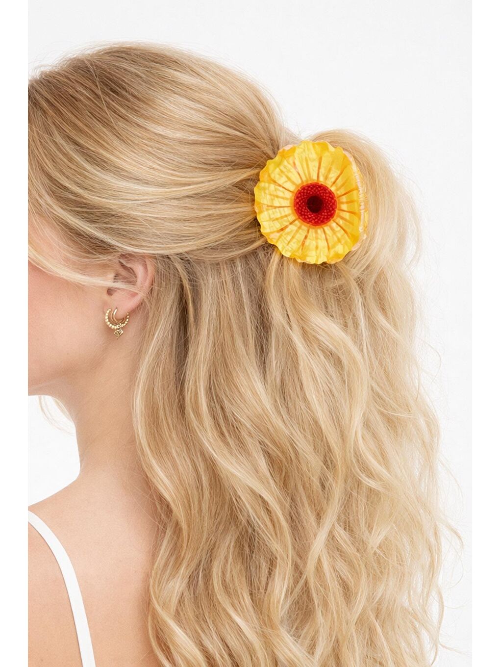 Sarı Bahar Coşkusu Çiçekli Asetat Toka-1