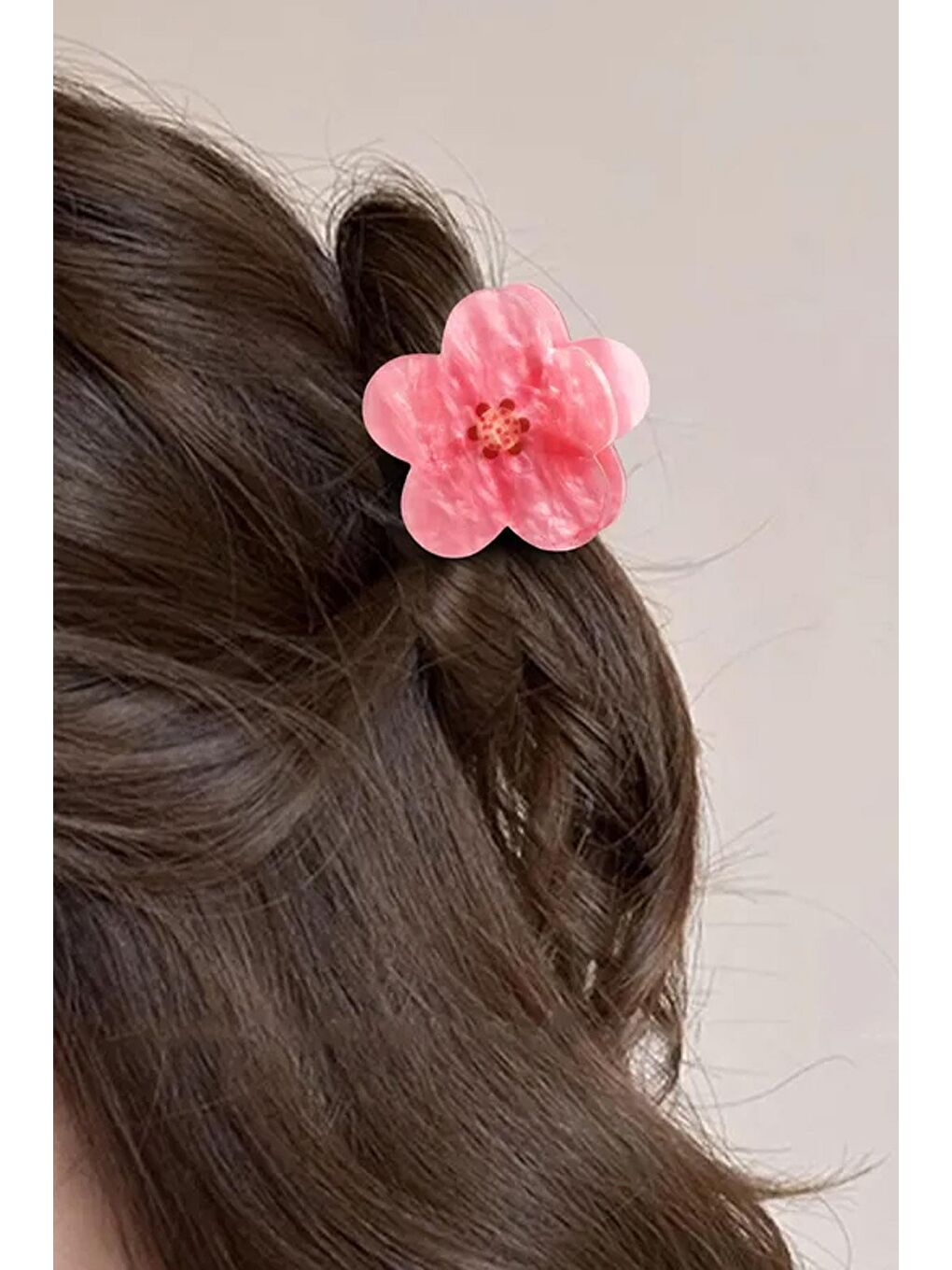 Pembe Bahar Coşkusu Çiçekli Asetat Toka-2