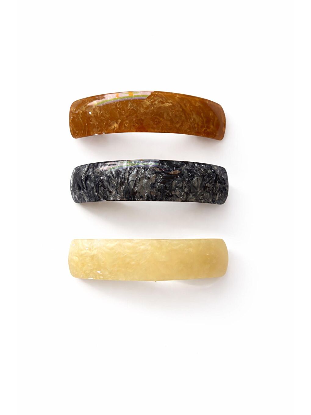 Karışık Bombeli Sedef Desenli Kemik Otomatik Saç Tokası 3 Adet-3