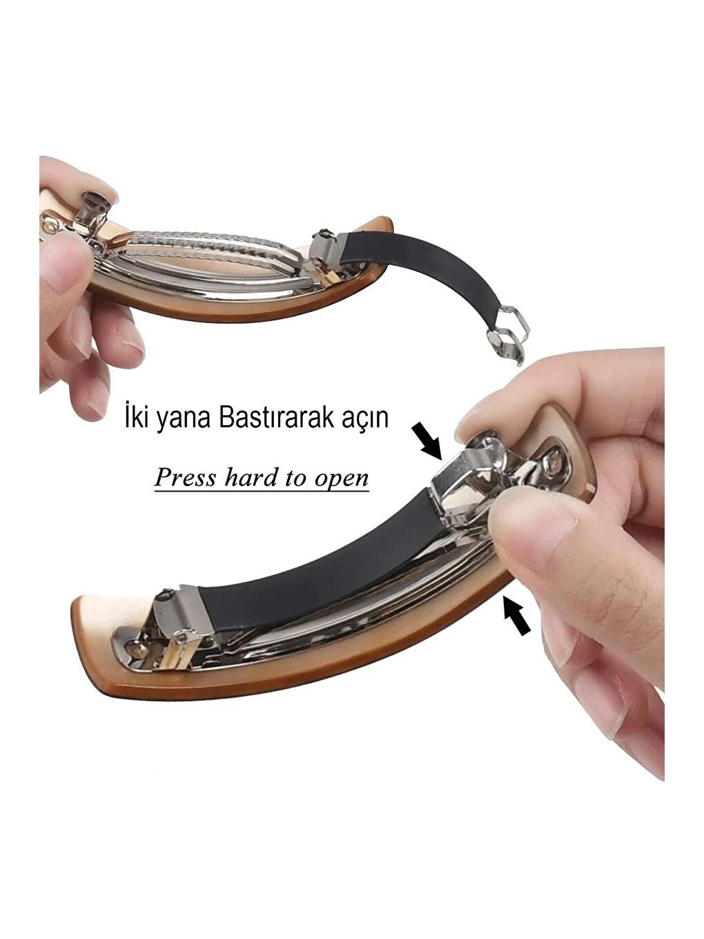 Karışık Bombeli Sedef Desenli Kemik Otomatik Saç Tokası 3 Adet-4