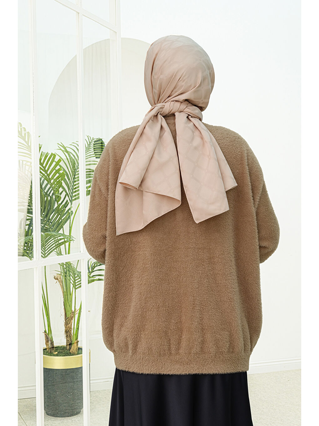 Bej Düğme Taş Detaylı  Hırka  Vizon-3