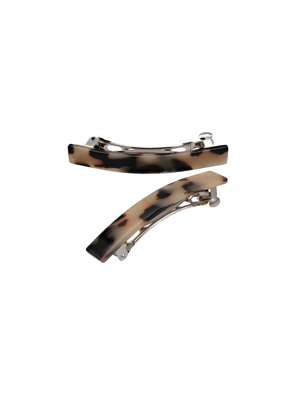 Bej Kaplumbağa Desenli 6 cm Asetat Otomatik Saç Tokası 2 Adet-3