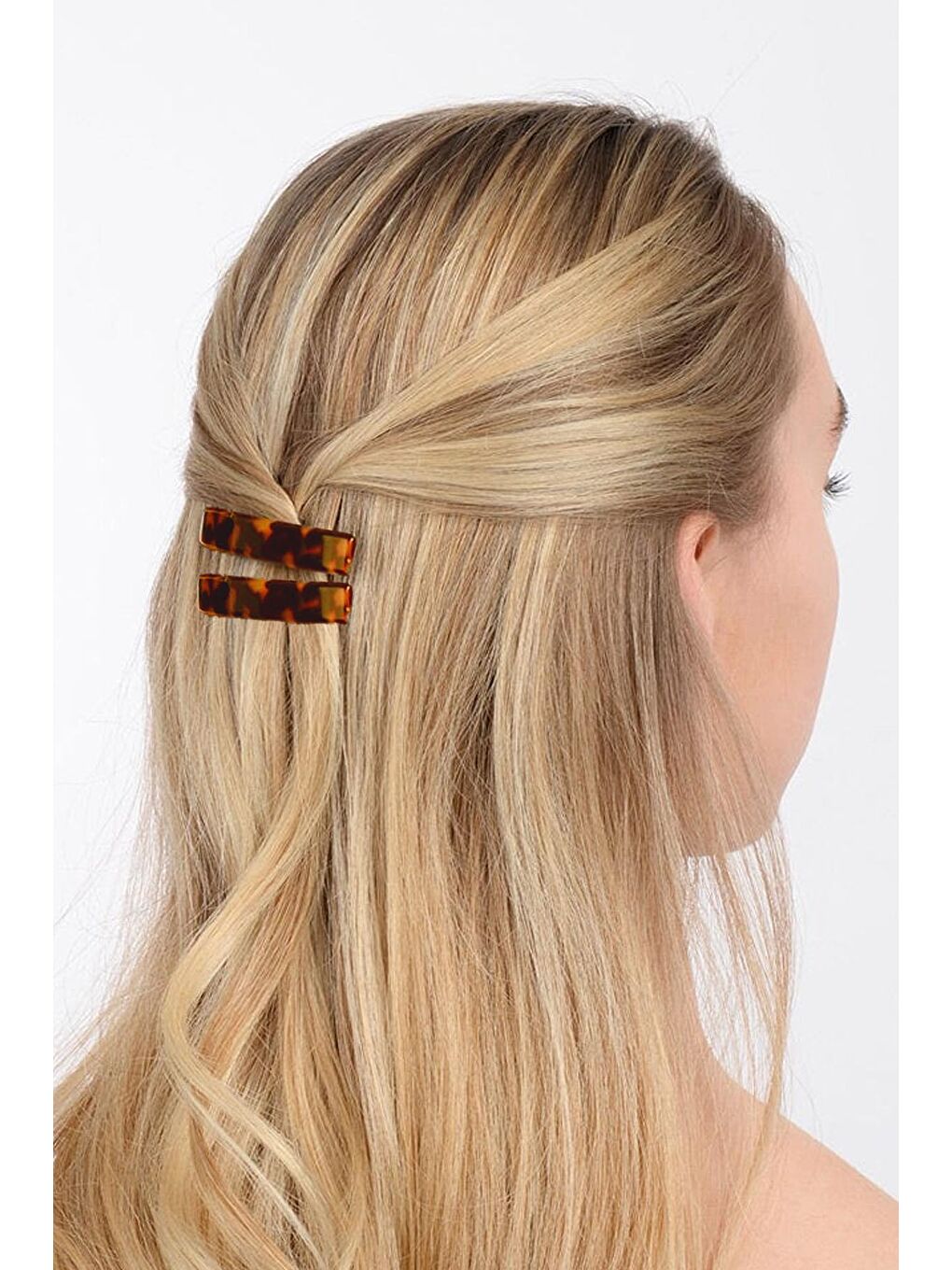 Kahverengi Kaplumbağa Desenli 6 cm Asetat Otomatik Saç Tokası 2 Adet-1