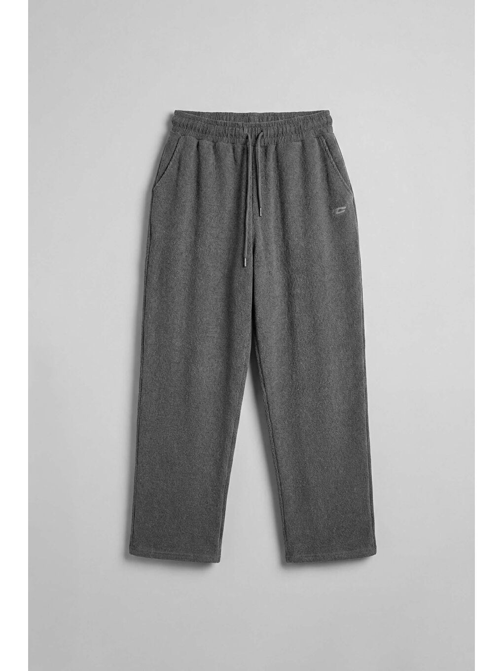 Erkek Erkek Baggy Fit Fitilli Yumuşak Dokulu Eşofman Altı Antrasit