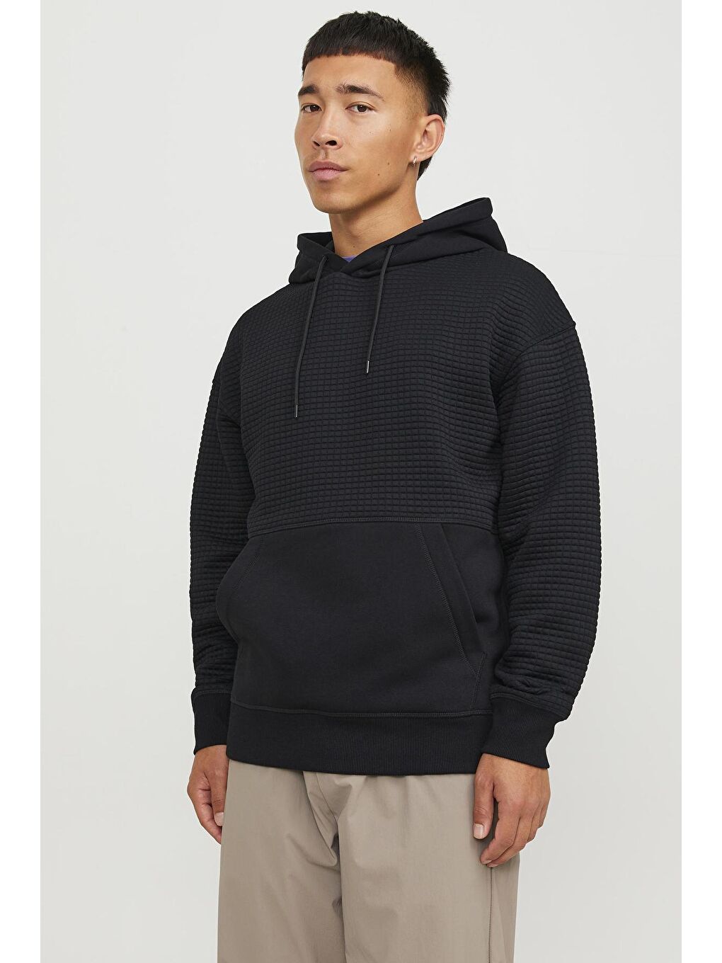 Jack & Jones Siyah Jcoblack Relaxed Fit Kapüşonlu Erkek Sweat 12245407