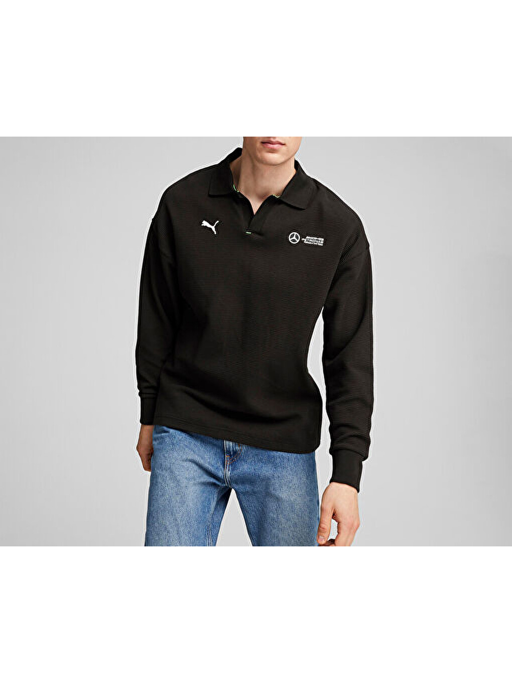 Mapf1 Longsleeve Polo Erkek Günlük Uzun Kollu Polo Tişört 62733901 Siyah-2