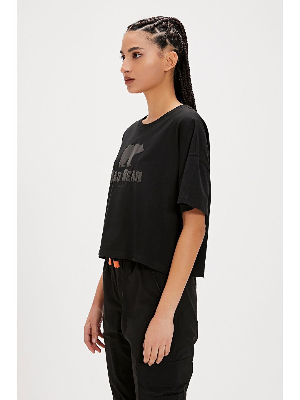 Holly Siyah Baskılı Kadın Tişört-3