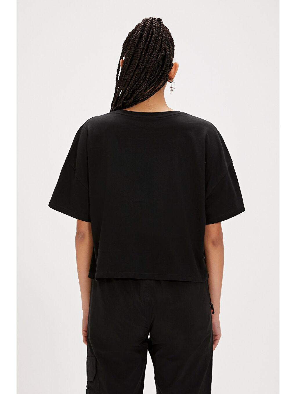 Holly Siyah Baskılı Kadın Tişört-5