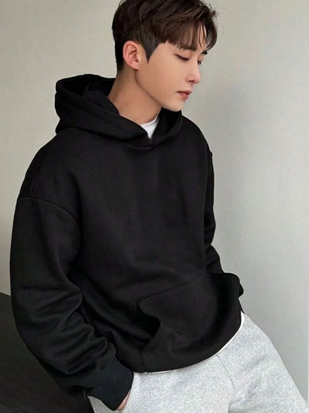 2Li Sevgili Kombini Siyah Black Baskılı Kapüşonlu Uzun Kollu Hoodie-2