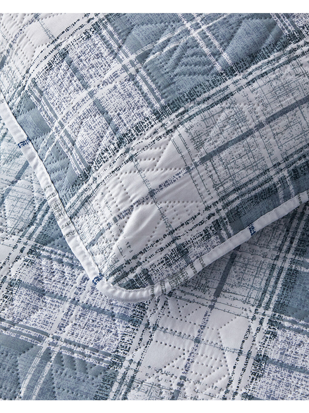 Static Check Çok Amaçlı Çift Kişilik Yatak Örtüsü Takımı Gri-3