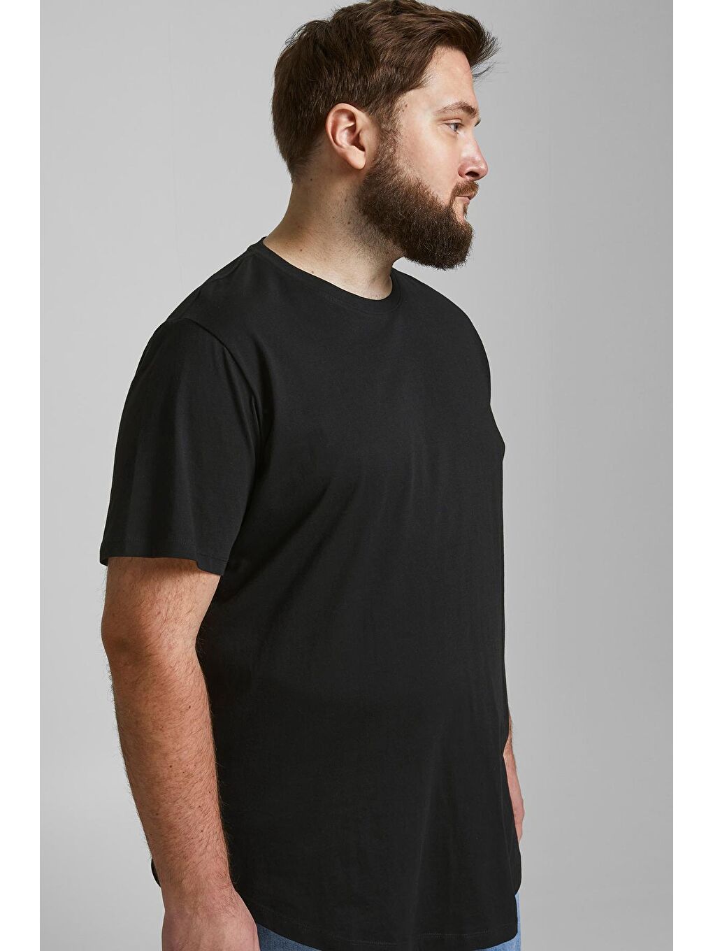 Jack & Jones Siyah Büyük Beden Bisiklet Yaka % 100 Pamuk Jjenoa Erkek T Shirt 12184933 - 1