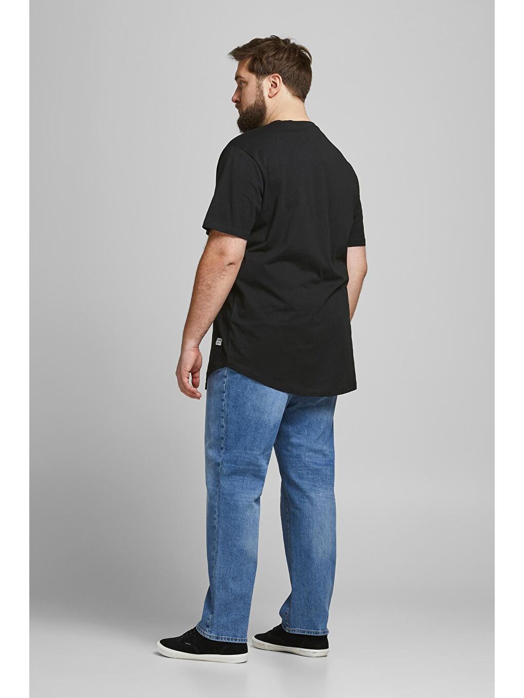 Jack & Jones Siyah Büyük Beden Bisiklet Yaka % 100 Pamuk Jjenoa Erkek T Shirt 12184933 - 2