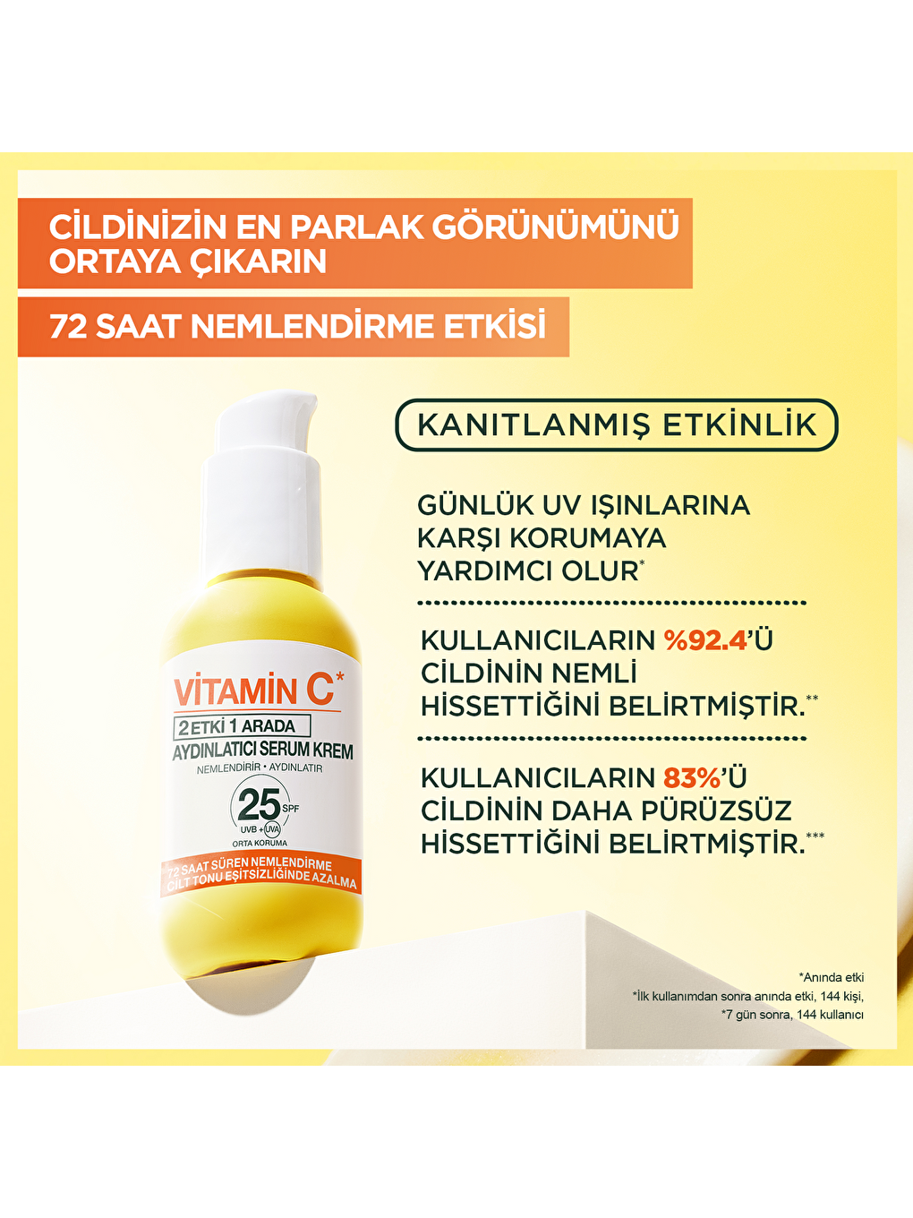 Vitamin C 2'si 1 Arada Aydınlatıcı Serum Krem, Uva, Uvb, Yüz Güneş Kremi-1