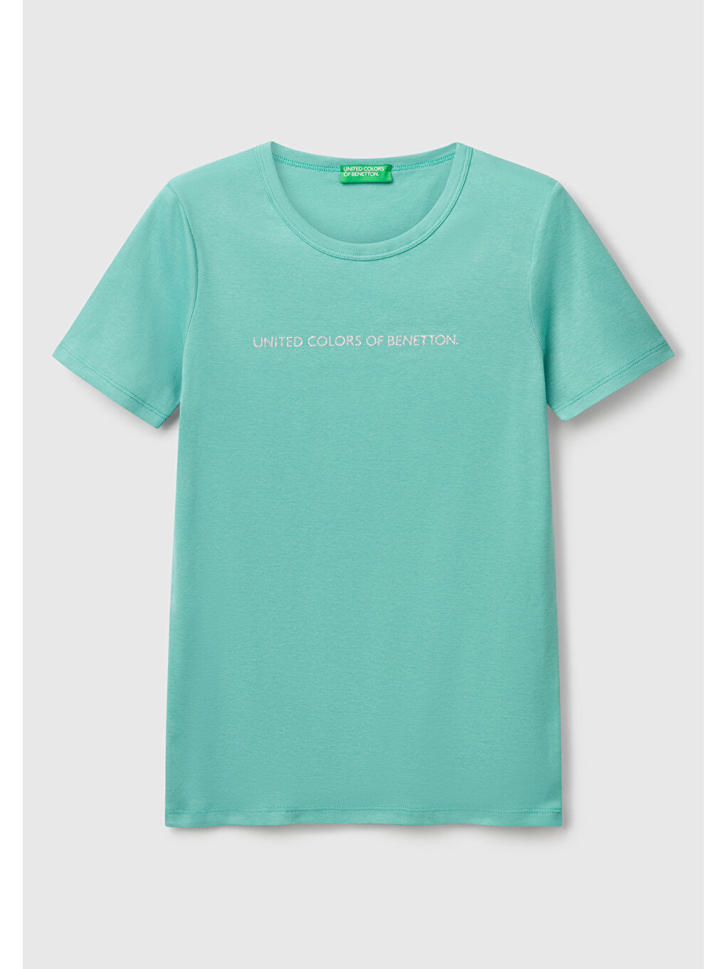 Mavi Kadın %100 Pamuk Benetton Yazılı Basic Tişört-1