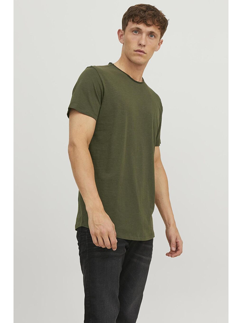 Jack & Jones Koyu Haki Jjebasher Pamuklu Bisiklet Yaka Erkek T Shirt 12182498