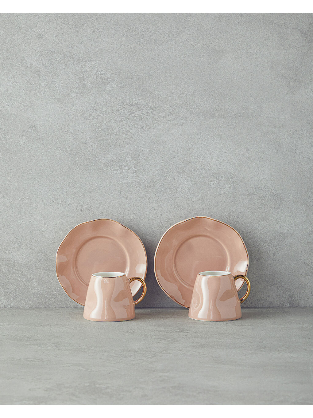 Pembe Felix New Bone China Kahve Fincan Takımı 4 Parça 2 Kişilik Pudra-1