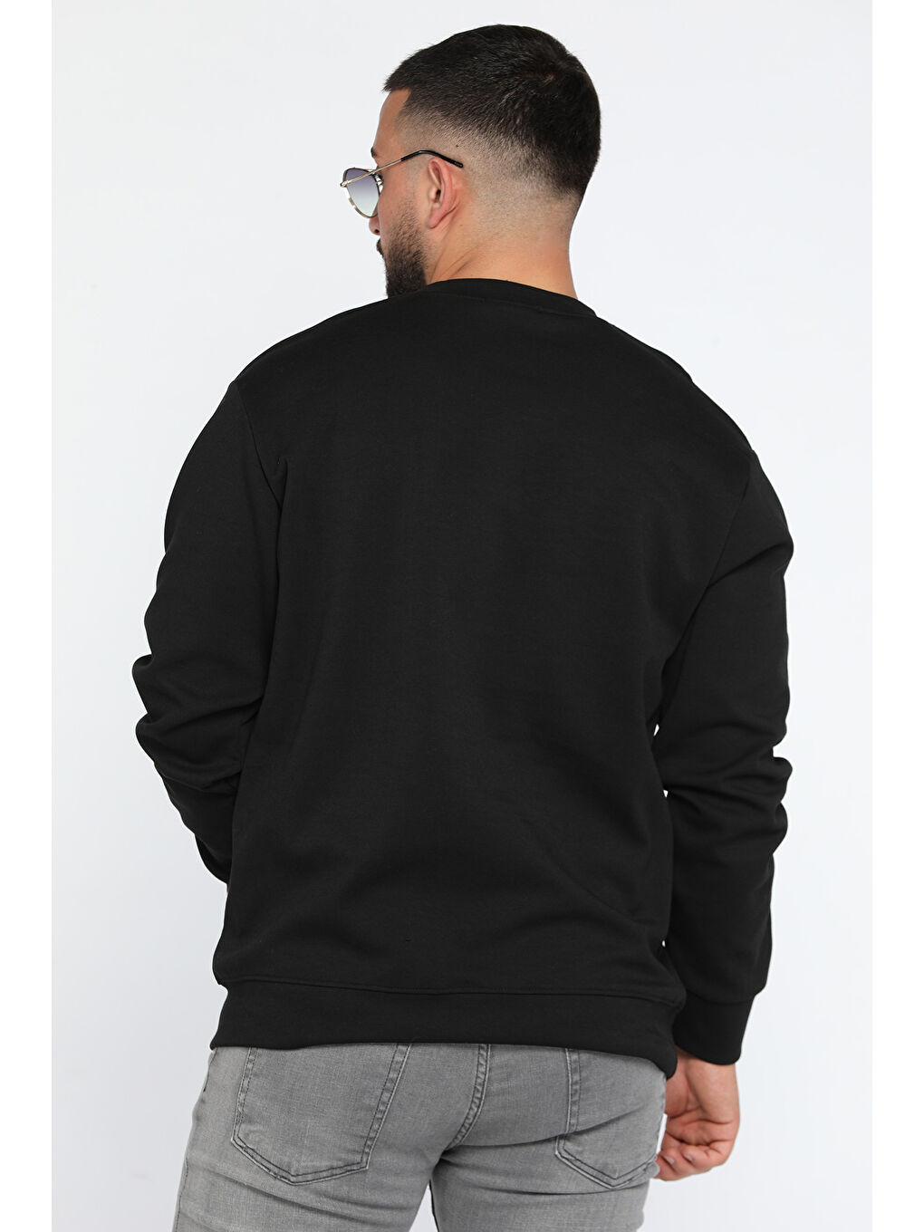 Mishar İtalia Siyah Erkek Bisiklet Yaka Kabartma Desen Yazılı Sweatshirt - 2