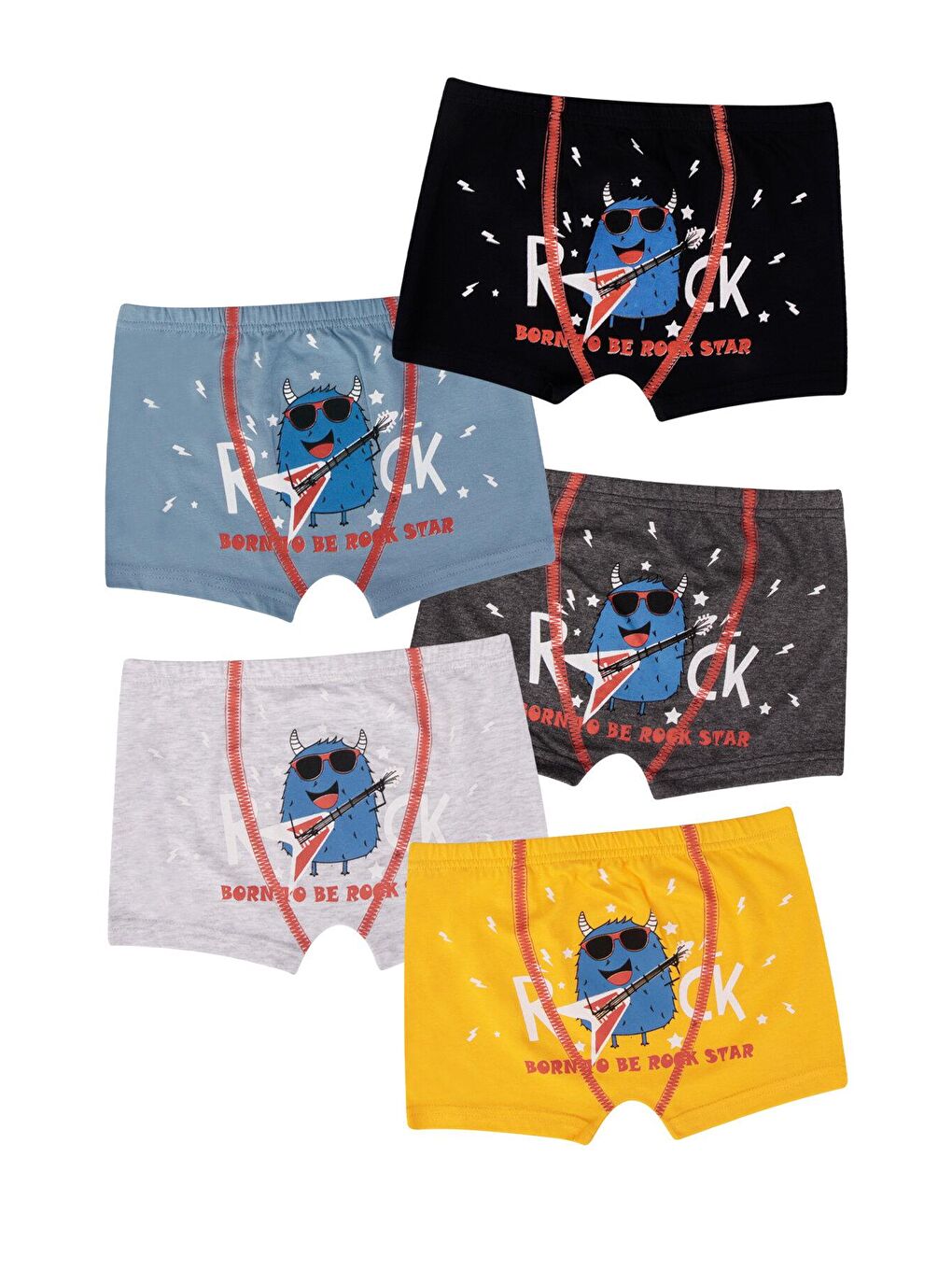 Karışık Erkek Çocuk Pamuklu Likralı Boxer 5'Li Paket