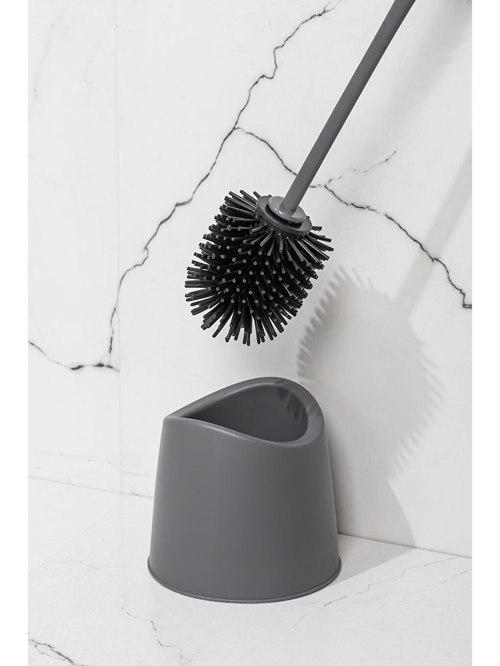 SB-776 Silikon Wc Tuvalet Banyo Lavabo Fırçası Klozet Temizleme Fırçası Antrasit-1