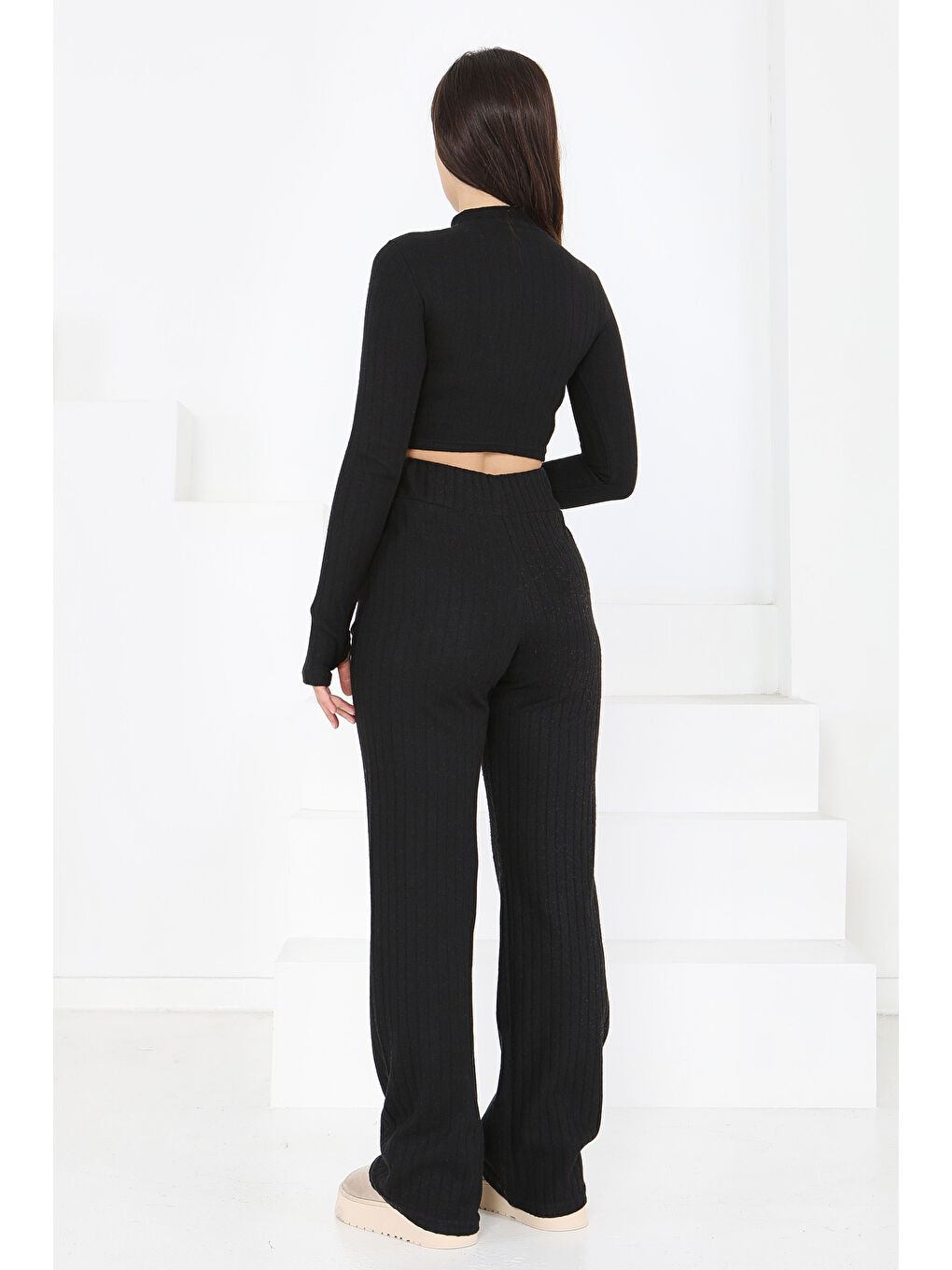 Parmak Geçmeli Kaşkorse İkili Takım Siyah - 27820-SIYAH-4