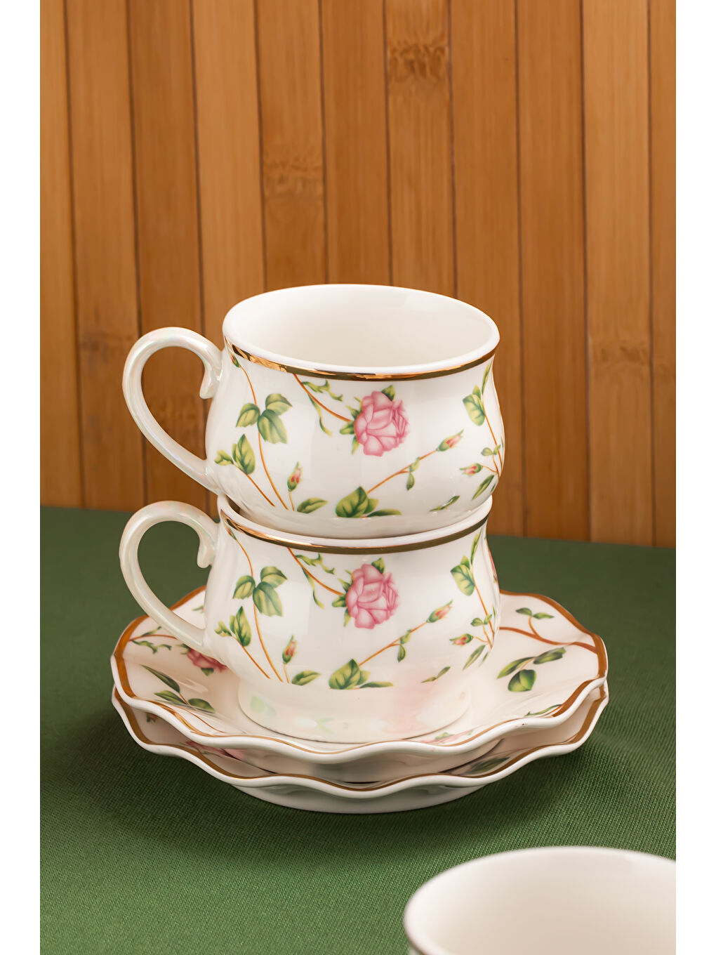 Beyaz Nautilus Altın Yaldızlı Porselen 6 Kişilik Fincan Seti 12 Parça Türk Kahvesi Fincanı Takımı-100ml-1