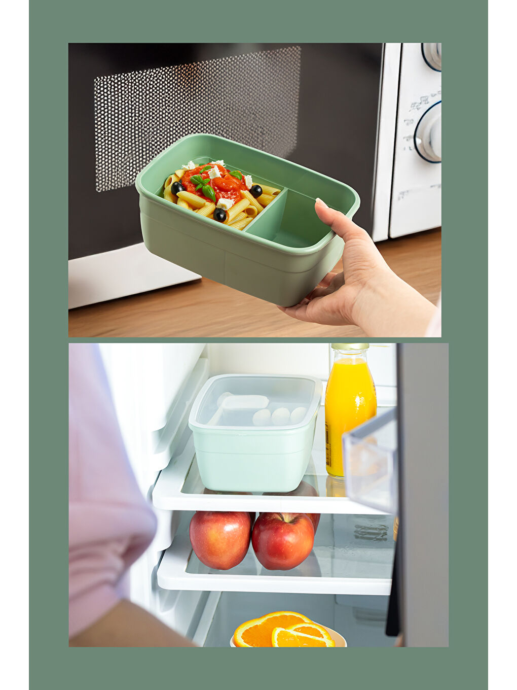 Yeşil 3199 Vakumlu Kendinden Kaşık Çatallı Sosluklu Bölmeli 2 Katlı Lunch Box-Sefer Tası-3