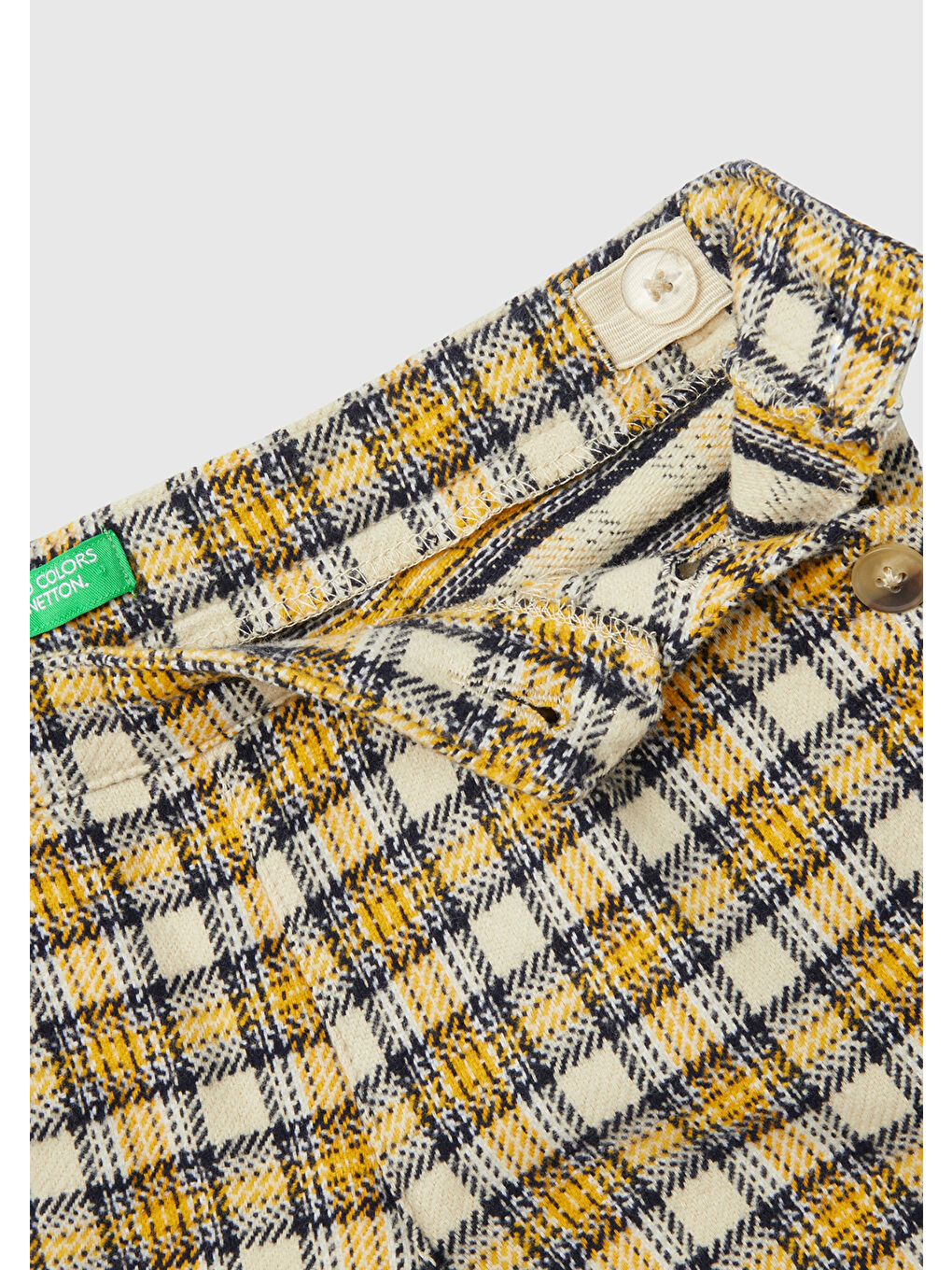 Kız Çocuk Sarı Mix Ekoseli Mini Şort-1