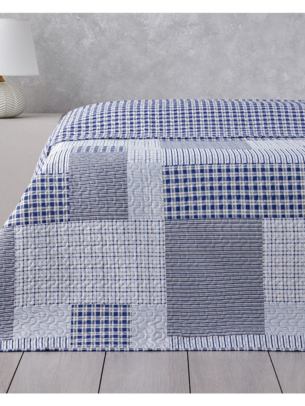 Urban Patchwork King Size Çok Amaçlı Örtü 240x220 cm Lacivert-2