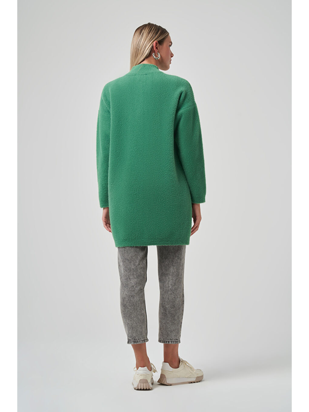 Yeşil Nakış İşleme Detay Hırka 7007 Benetton-3