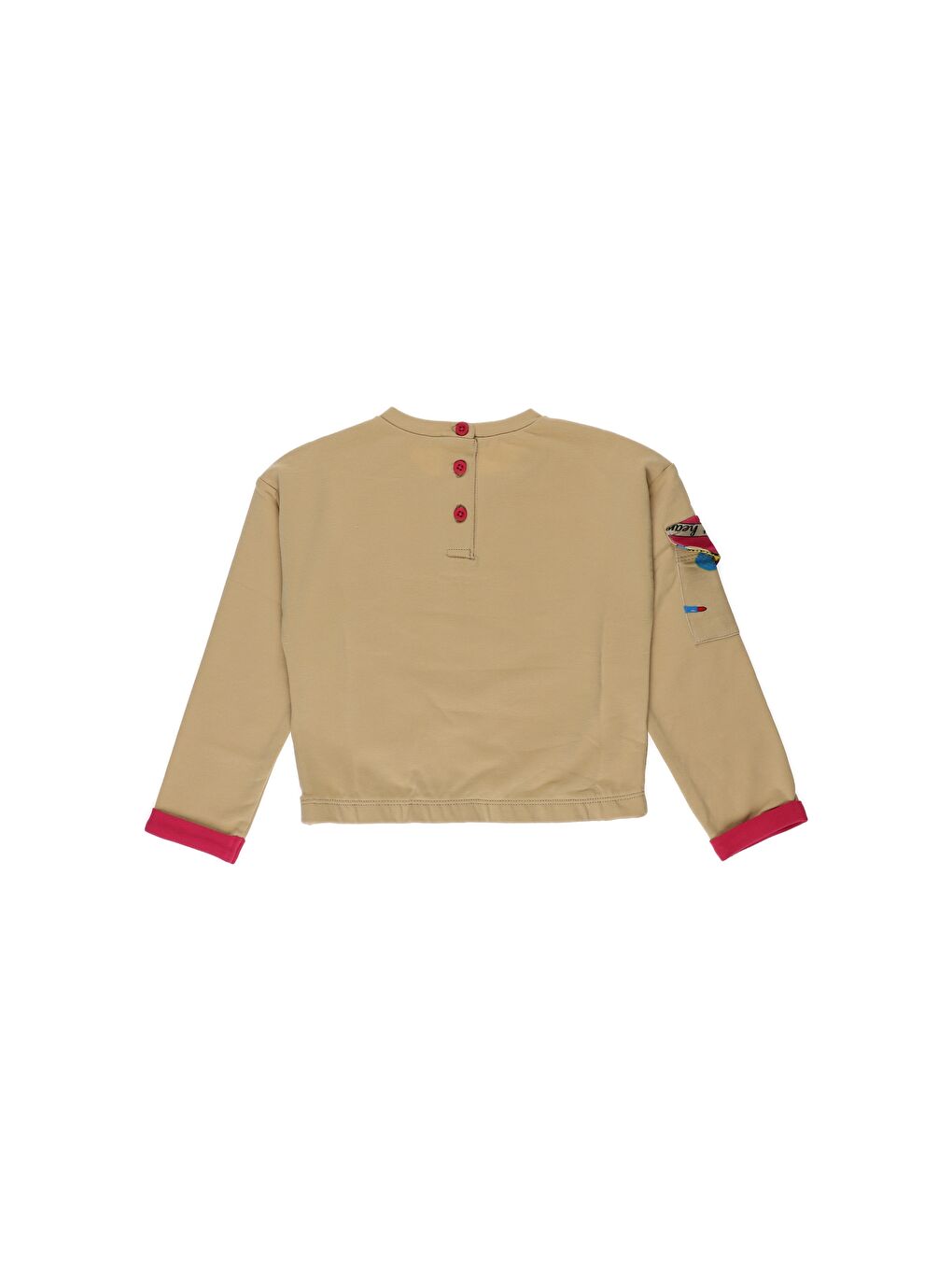 Panço Bej Kız Çocuk  Kolu Cep Detaylı Sweatshirt - 2